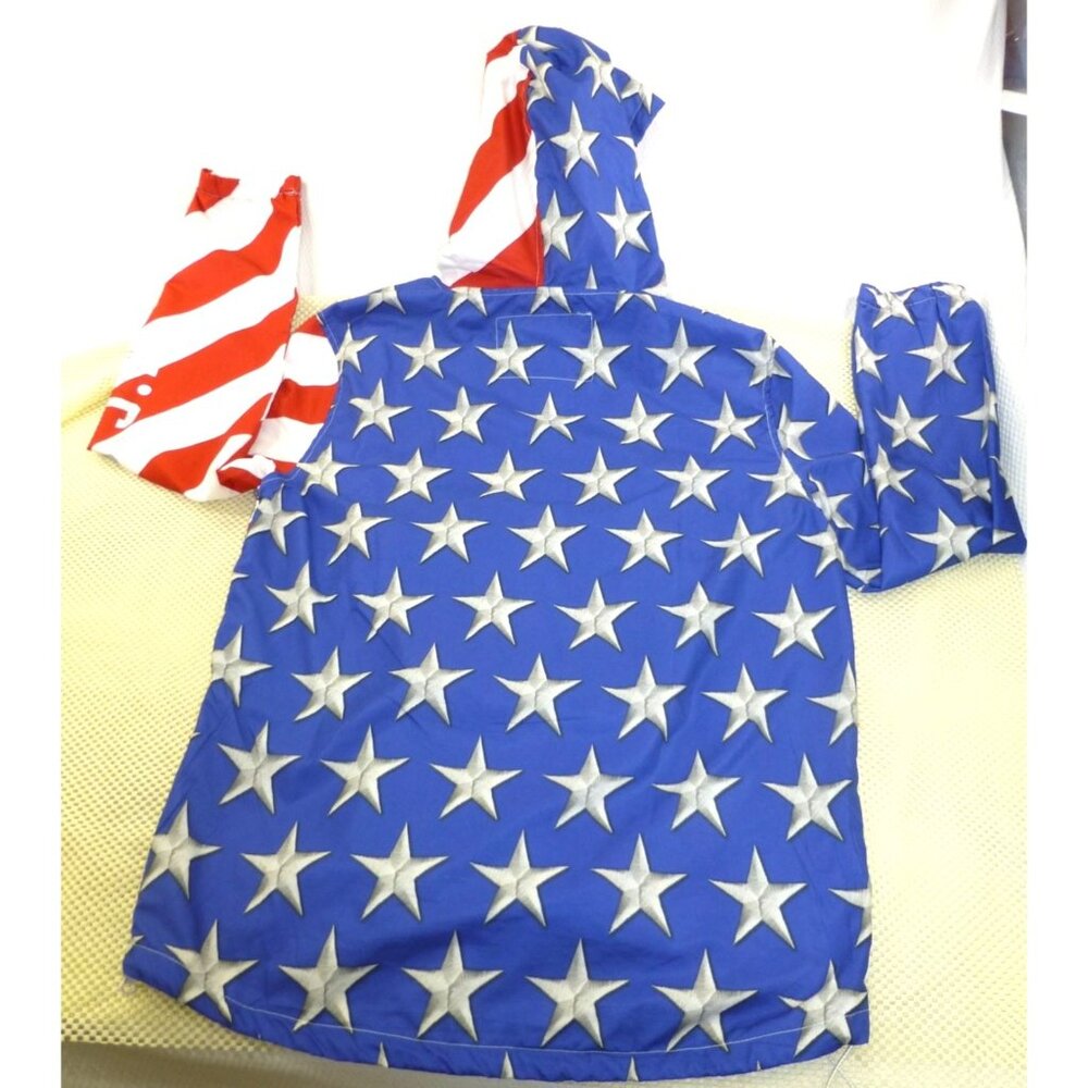 Brooklyn Cloth Stars & Stripes Flag USA Hooded Windbreaker Jacket Med Pullover - Picture 2 of 16